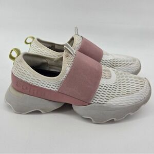 Sorel Kinetic Impact Strap Sneakers 7.5 White Pink Mesh Slip On Athleisure
